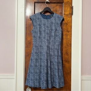 A-line sleeveless dusty blue dress